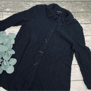 Yushi Crinkle Button Uo Tunic Top